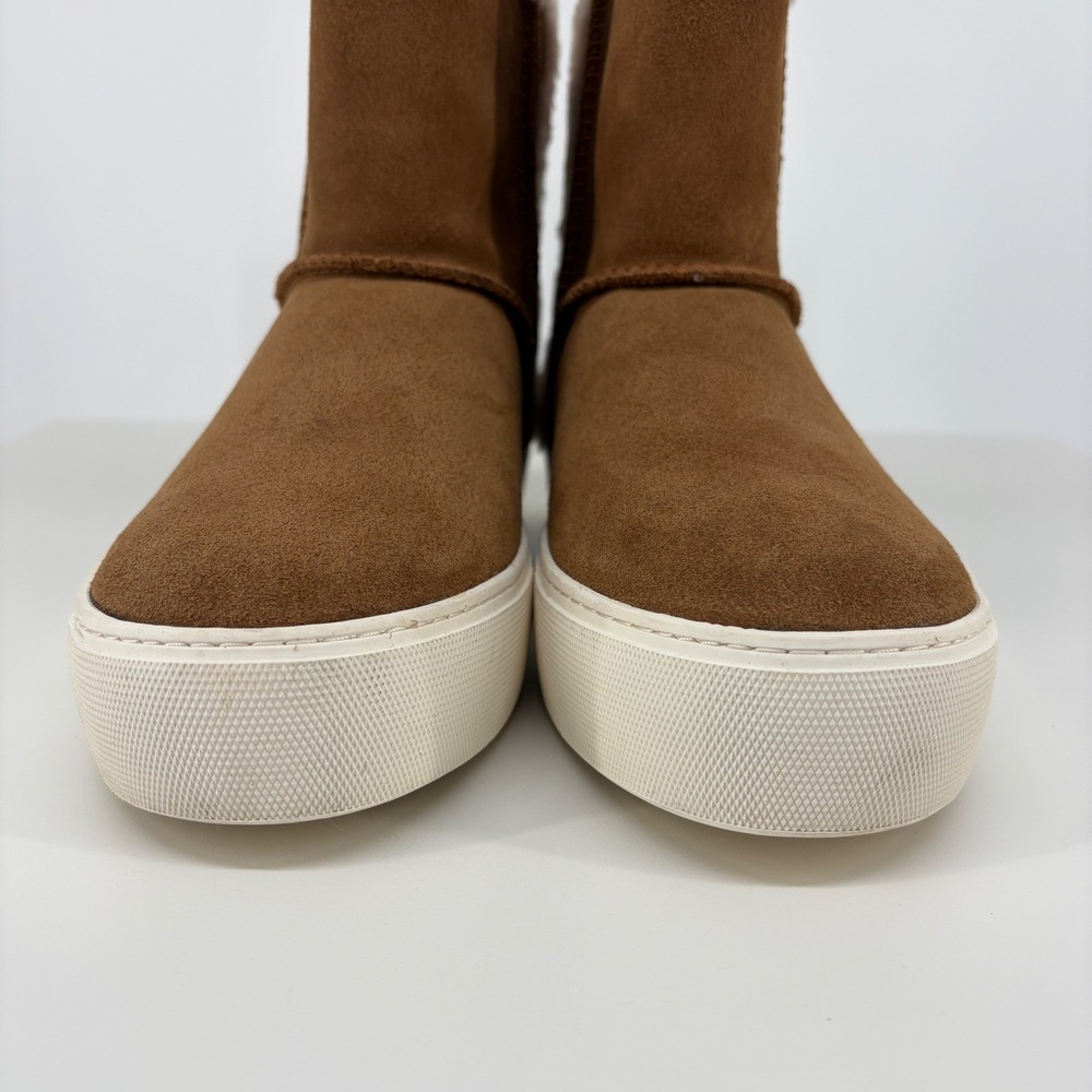 UGG Aika Sneaker Boots Womens 8 Chestnut Suede Shearling Buckle Platform 1104069 - Picture 7 of 11
